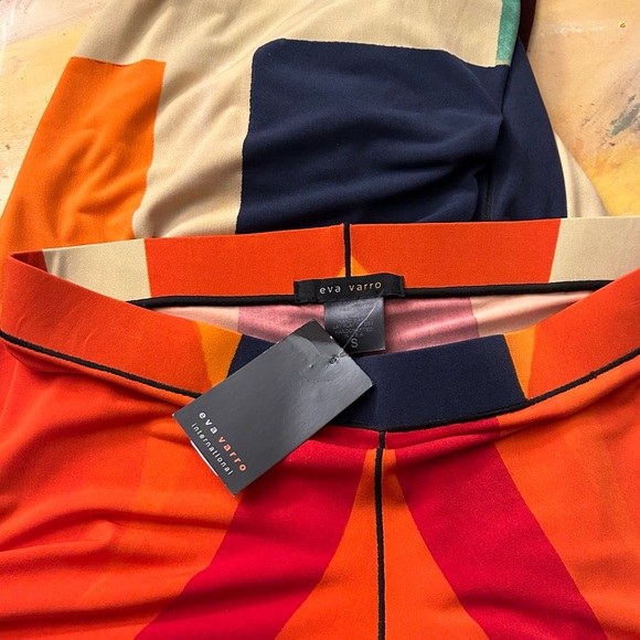 Eva Varro Knit Jersey Abstract Print Elastic Waist Wide Leg Pull-On Pants - Picture 9 of 14